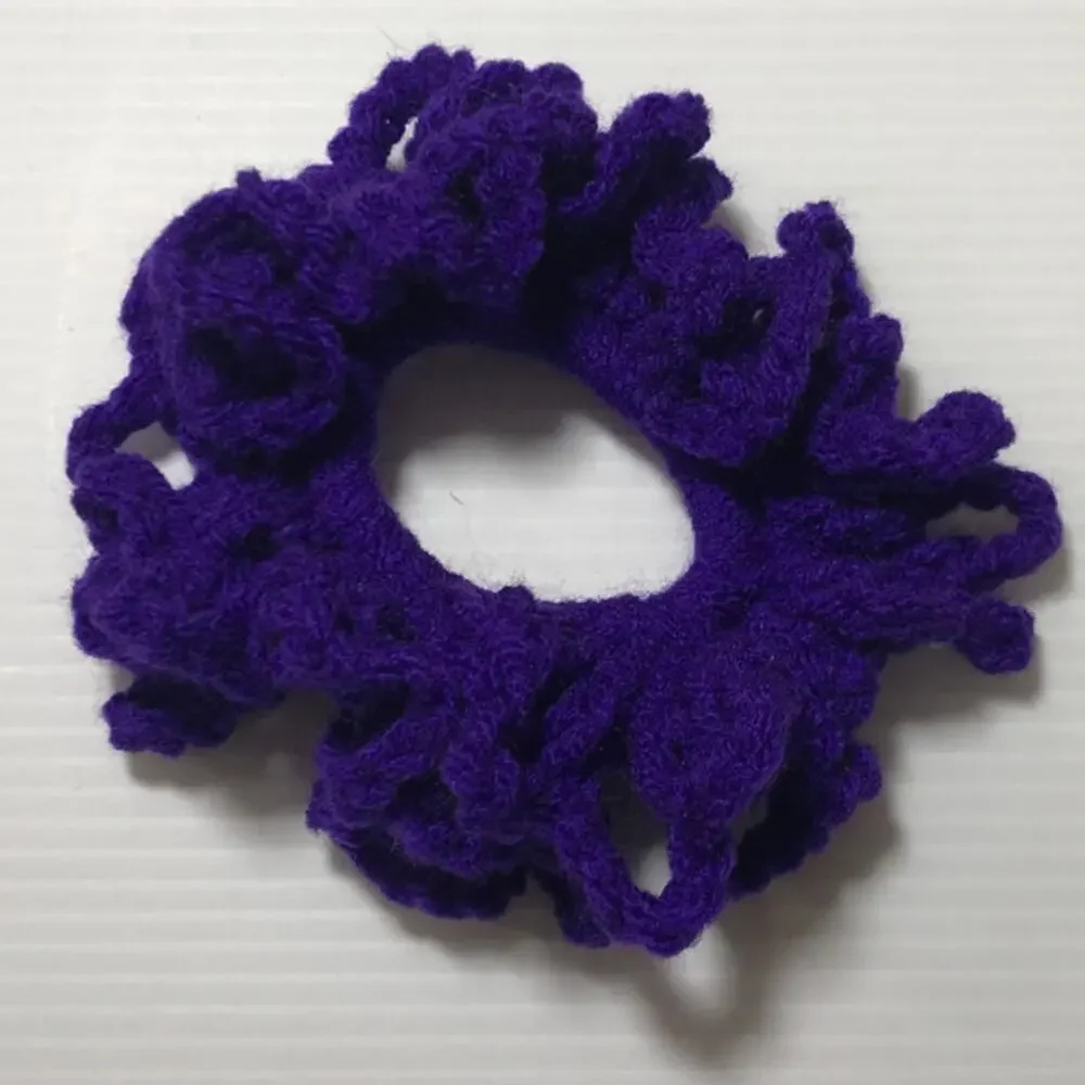 NWT Purple Handmade Crocheted Hair Scrunchie by Dawny